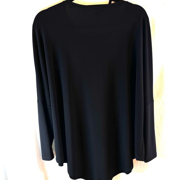 Last Tango Black Tunic Top Small USA-Made  Drop sleeve Y2K Stretch Minimalist - Picture 2 of 3